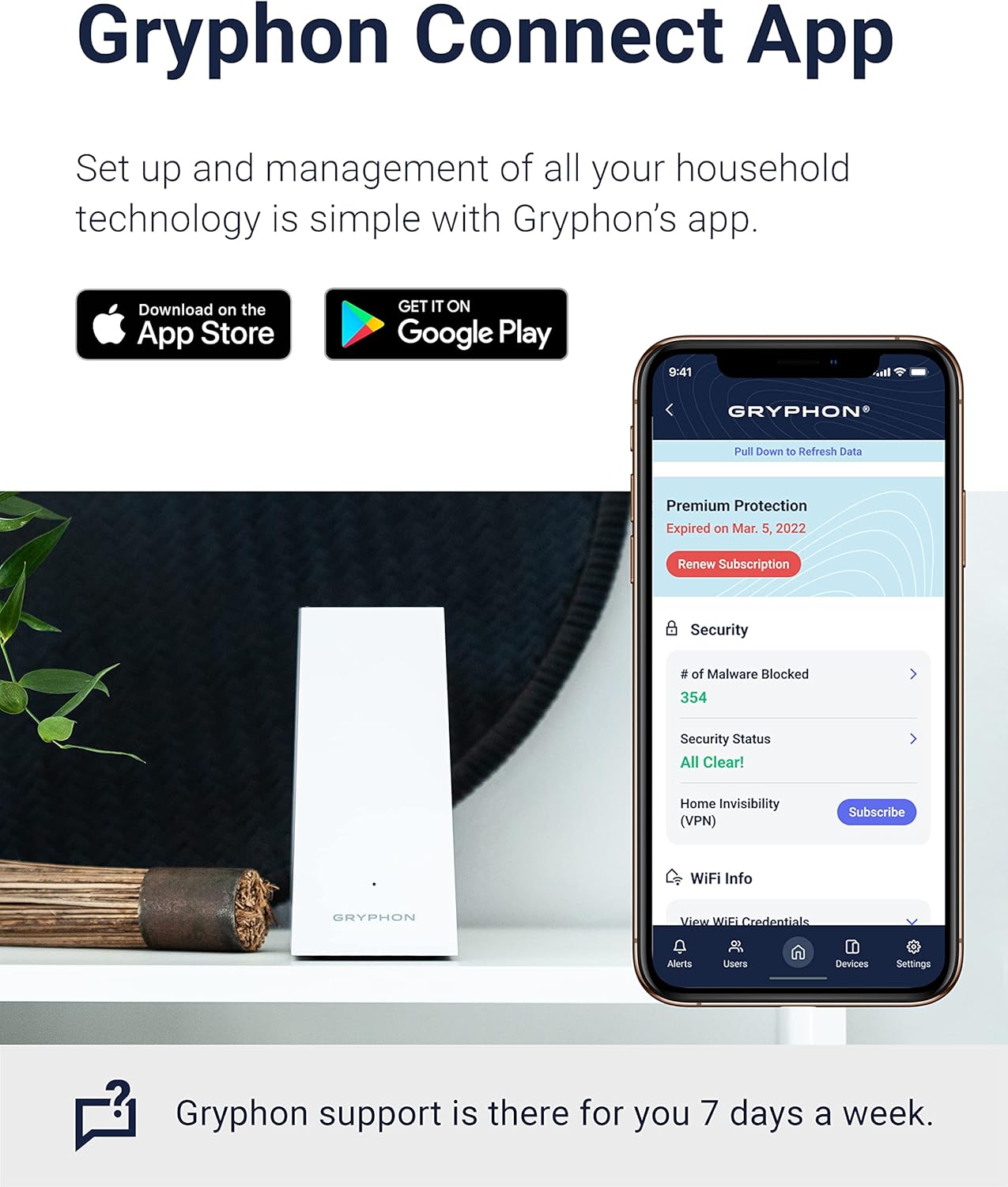 Gryphon AX – Ultra-Fast Mesh WiFi 6 Parental Control Router – Advanced Content Filters and Next-Gen Firewall - 4.3 Gbps Across 3 000 sq. ft. per Router for Multi-Device Households