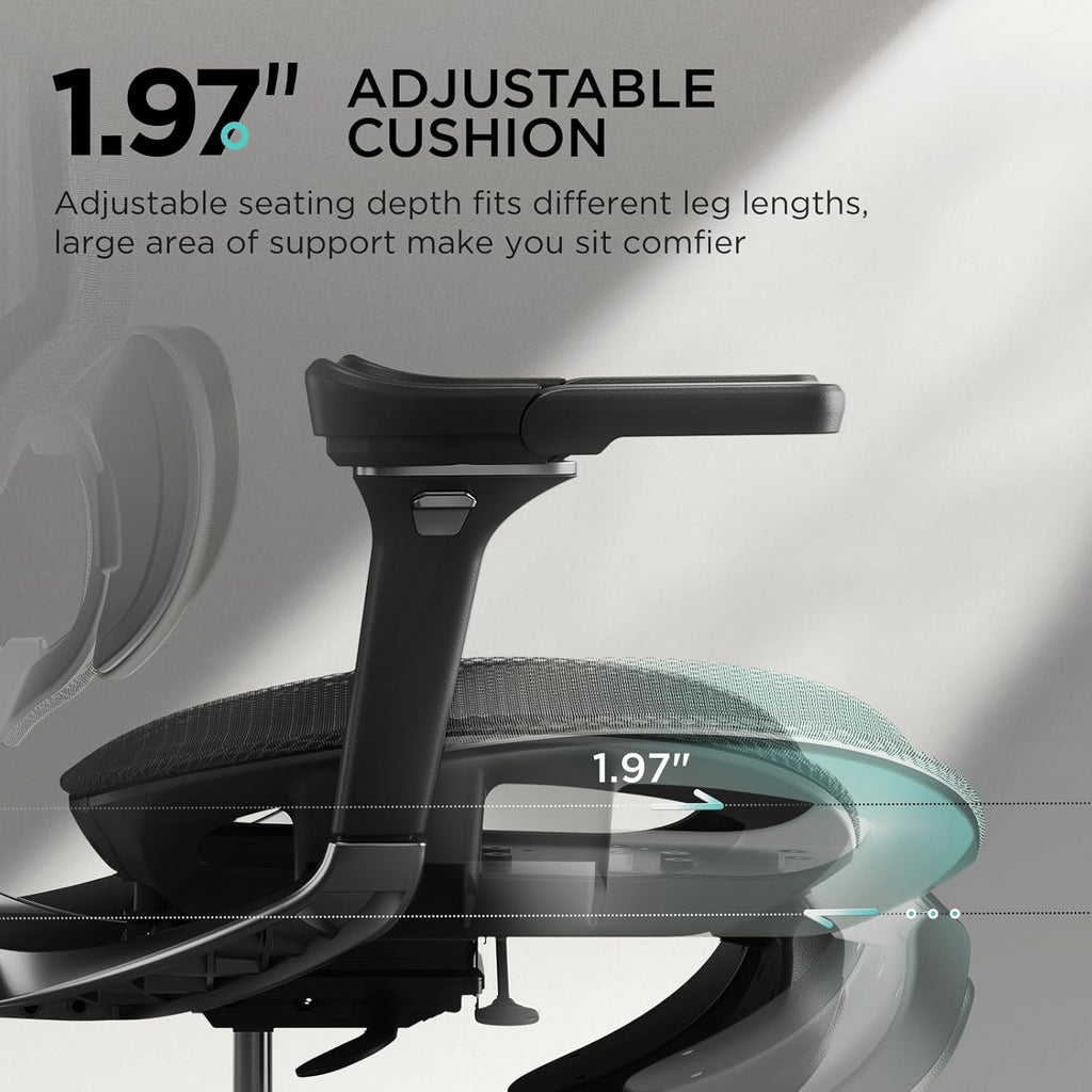 Hbada E3 Pro Ergonomic Office Chair, Big and Tall Office Chair - with 3-Zone Dynamic Lumbar Support, 4D Adjustable Headrest, 6D Adjustable Armrests, Swivel, Black