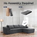 Cloud Sectional Couch, 105” Fluffy Modular L-Shape Sofa with Left Chaise Lounge, Modular Sectional Sofa in a Box, Boneless Couch for Living Room, No Assembly Required, Flannel Gray
