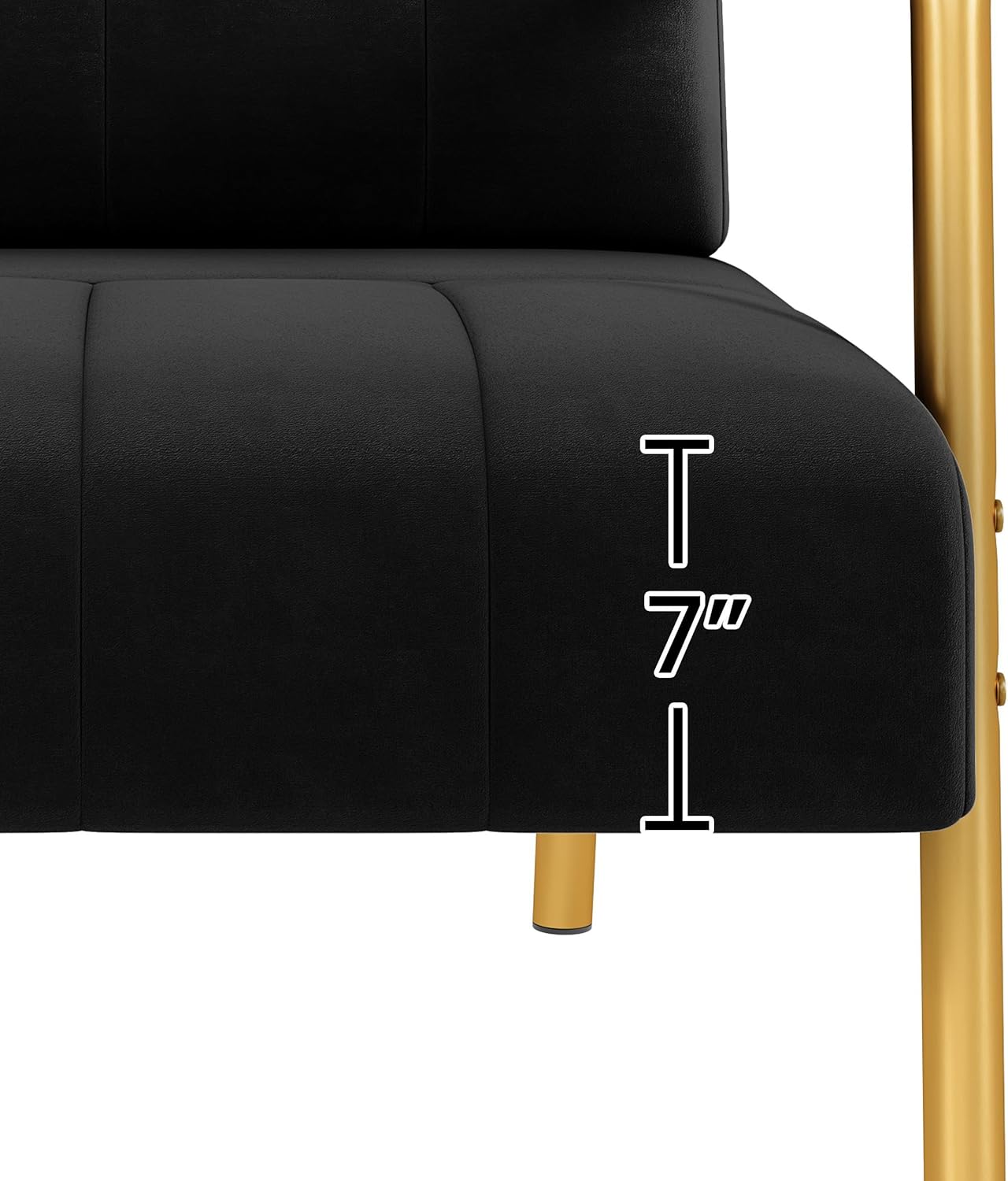 Yaheetech 30" W Modern Sofa Small Sofa Luxurious Velvet Fabric Couch with Gold-Tone Metal Arms and Legs for Living Room, Home Office, Studio Black