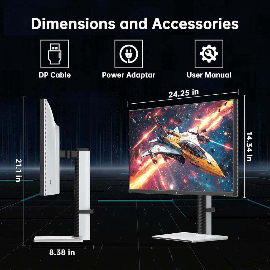 KTC 27 Inch White Gaming Monitor 300Hz/320Hz  QHD 1440P Fast IPS Computer Monitor with Adaptive FreeSync  HDR400  Height/Pivot/Swivel/Tilt Adjustable  DP&HDMI  H27E6