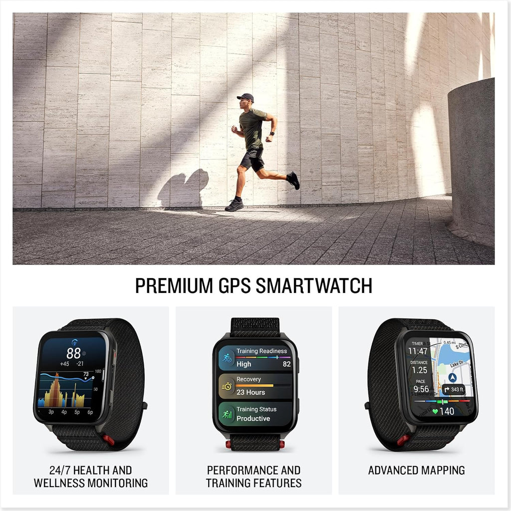 Garmin® Venu® X1  Thin and Lightweight GPS Smartwatch  AMOLED Display  Advanced Health and Fitness Features  Black with Slate Titanium Caseback and ComfortFit Nylon Band