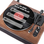 1 by ONE High Fidelity Belt Drive Turntable with Built-in Speakers  Vinyl Record Player with Magnetic Cartridge  Wireless Playback and Aux-in Functionality  Auto Off