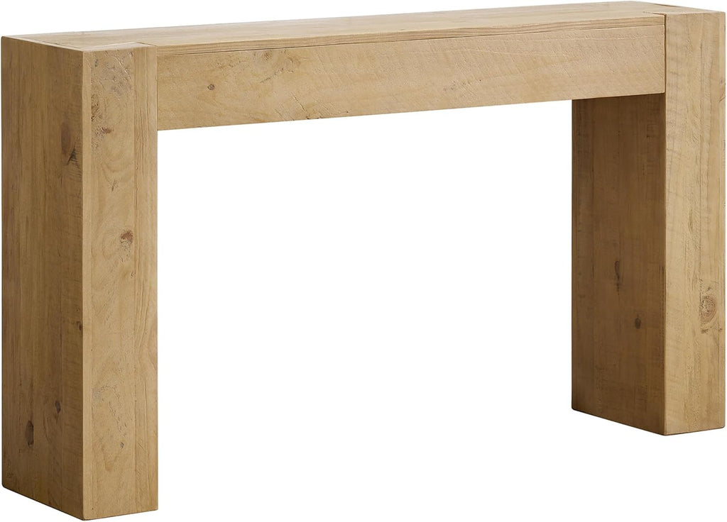 Alaterre Furniture Stockyard Solid Wood Console Table - 56 Inch Modern Farmhouse Entryway Table - Easy Assembly Living Room Furniture for Behind The Couch, Entryway, or Hallway (Light Oak)
