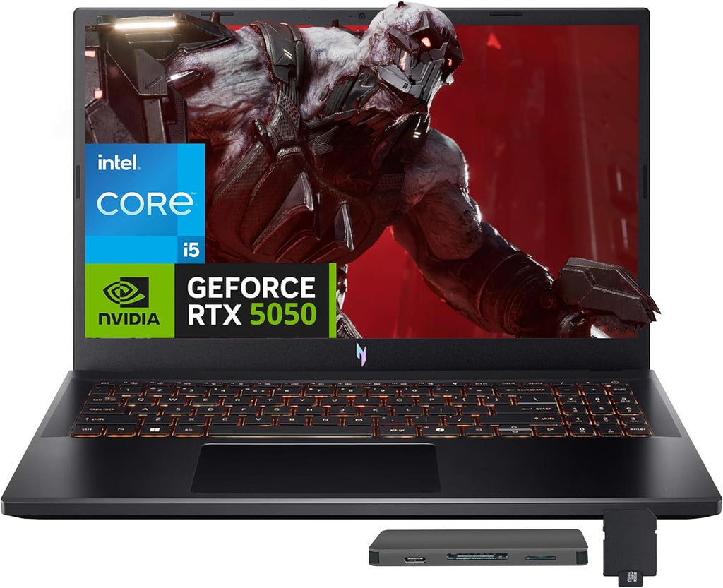 acer Nitro V 15.6" FHD IPS 165Hz Gaming Laptop  Intel Core i5-13420H  NVIDIA GeForce RTX 5050 8GB GDDR7  32GB RAM  1TB SSD  Backlight Keyboard  Wi-Fi 6  Win 11 Pro  Black  1TB Docking Station Set