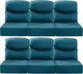Luxury 24x24x6 Inch Smile Patio Cushions for Outdoor Furniture Set of 6 - Thick Back & Deep Seat Outside Chair Pillows for Rattan Metal Glider Loveseat Sectional Sofa - Peacock Blue