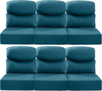 Luxury 24x24x6 Inch Smile Patio Cushions for Outdoor Furniture Set of 6 - Thick Back & Deep Seat Outside Chair Pillows for Rattan Metal Glider Loveseat Sectional Sofa - Peacock Blue
