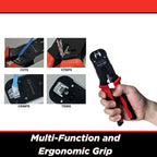 Simply45 Pass-Through RJ45 Crimp Tool for Unshielded and Internal Ground Shielded Pass-Through RJ45 Modular Plugs - Built-In Stripper/Cutter - S45-C100