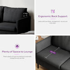 TYBOATLE Linen Fabric Modern Small Loveseat Sofa Couch for Living Room, 51" W Little Upholstered 2-Seater Mini Love Seats w/Iron Legs for Small Space, Apartment, Bedroom, Dorm, Office (Dark Grey)