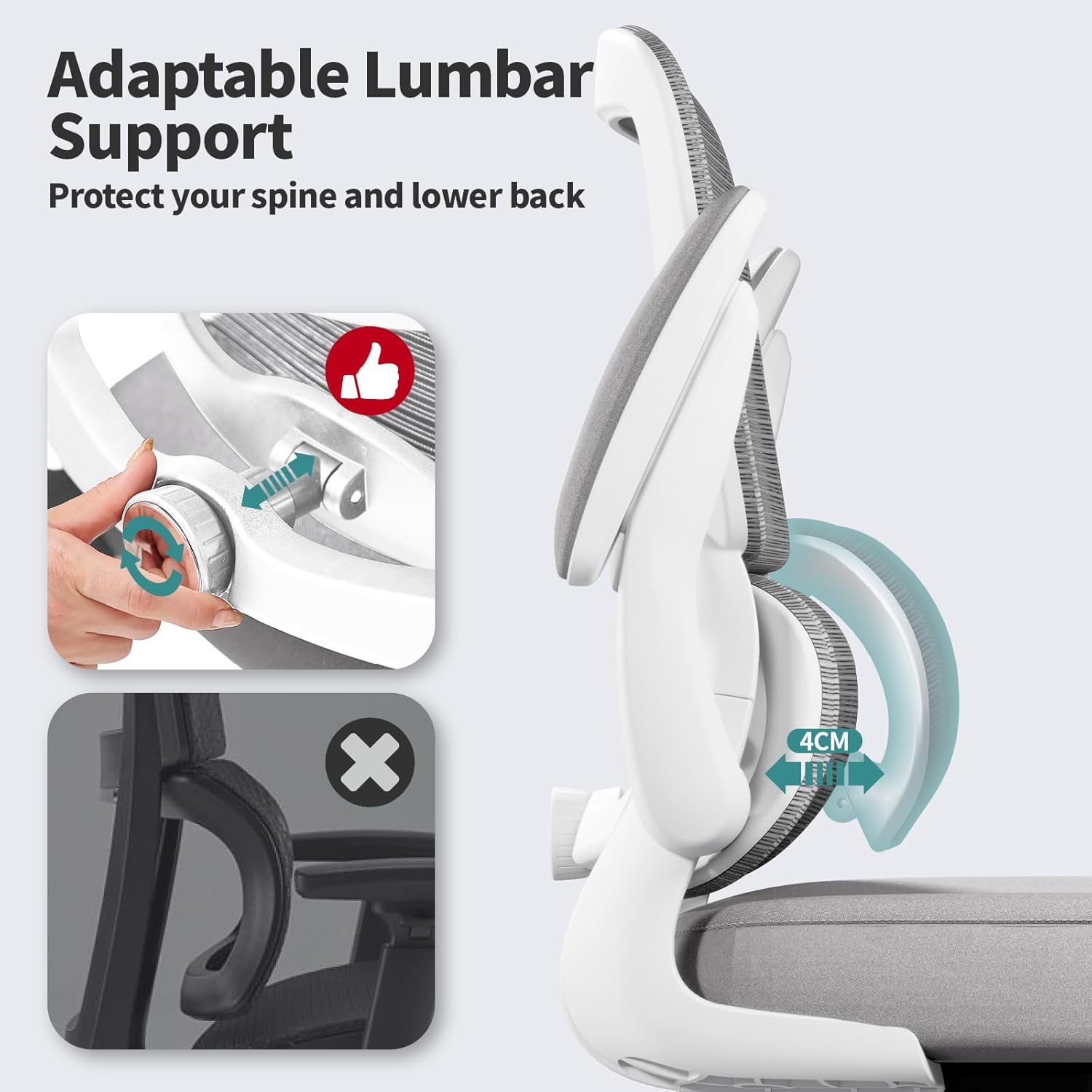 TRALT Office Chair - Ergonomic Desk Chair with Adjustable Lumbar Support, Mesh Computer Chair, Executive Chairs for Home Office Comfortable Lumbar Support (Ash Gray)