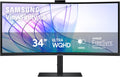 Samsung 34-Inch ViewFinity S65VC Series Ultra-WQHD Curved Computer Monitor  100Hz  AMD FreeSync  HDR10  USB-C  Built-in Speaker  Camera  KVM Switch  Eye Care  Eco-Packaging  LS34C650VANXGO  Black