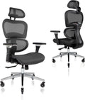 Nouhaus Ergo3D Ergonomic Office Chair Lumbar Support Mesh Office Chair with 4D Adjustable Armrest, Adjustable Headrest and Wheels, Mesh High Back Home Office Desk Chairs(Black)
