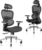 Nouhaus Ergo3D Ergonomic Office Chair Lumbar Support Mesh Office Chair with 4D Adjustable Armrest, Adjustable Headrest and Wheels, Mesh High Back Home Office Desk Chairs(Black)
