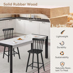 LUE BONA Windsor Wooden Bar Stools Set of 3 for Kitchen Island, Farmhouse 24 Inch Counter Height Stools Chairs with Spindle Back, Black