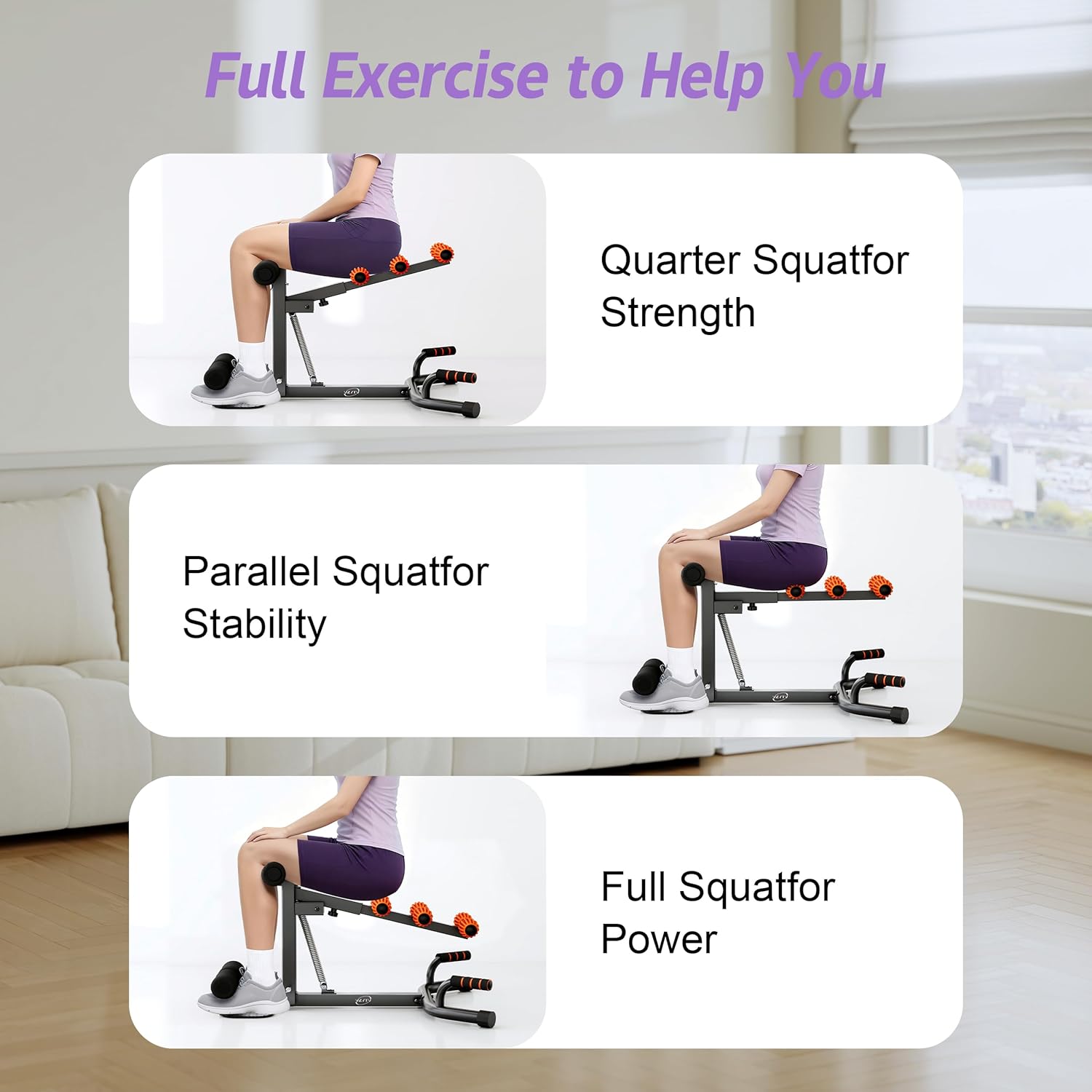 Deep Squat Machine, Adjustable Glutes Trainer Machine, Core & Abs for Low Impact Lower Body Workouts, Home Gym Push-Up Exercises, Easy to Assemble, 350Lbs Weight Capacity