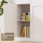 Walsunny Floor Storage Cabinet, Organizer with Doors and Drawers, Freestanding Side Cupboard Pantry with Adjustable Shelf for Bathroom/Living Room(White)