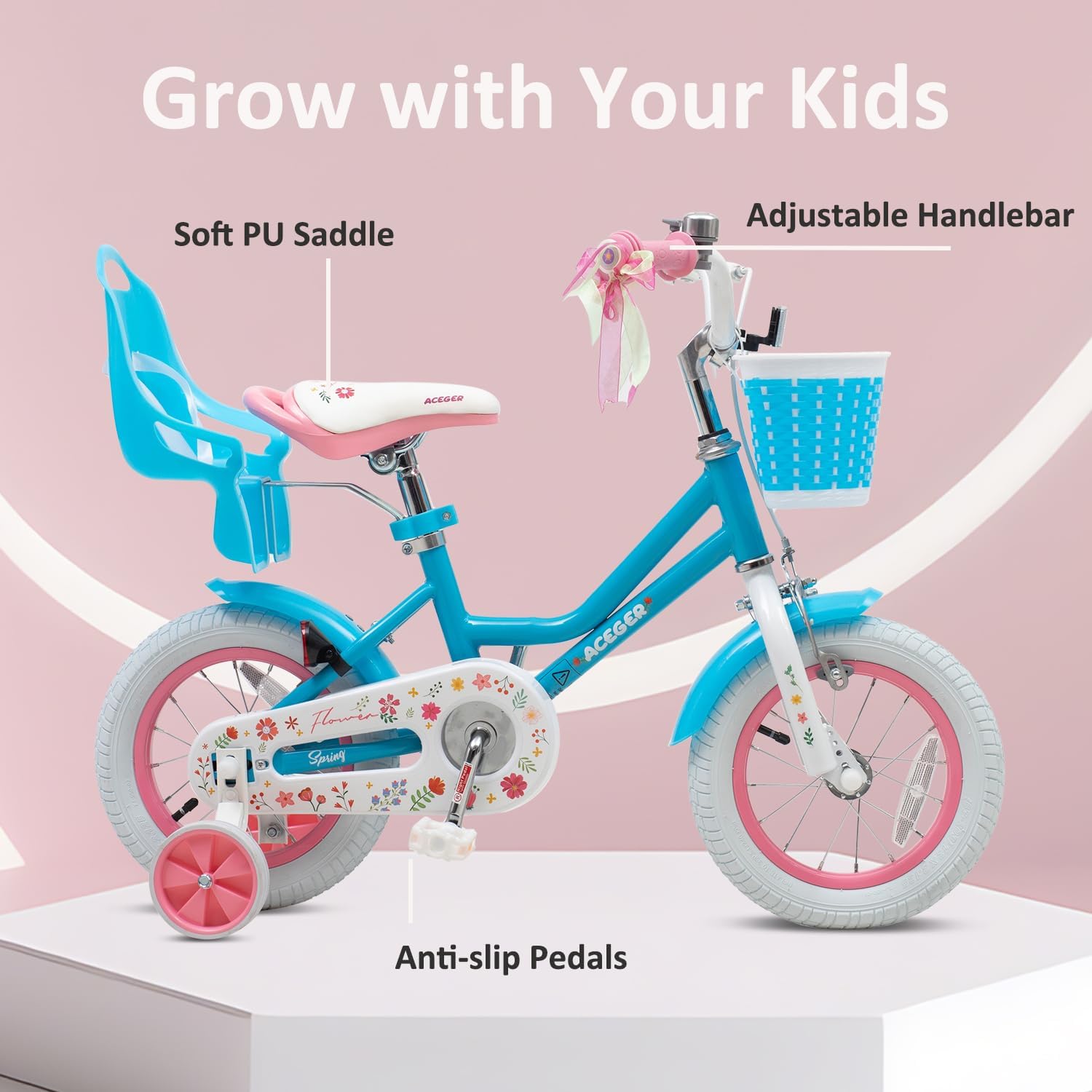 ACEGER Kids Bike for Ages 2-12 Years Old Boys Girls and Toddler, 12 14 16 18 Inch Children Bicycle with Training Wheels, 20 Inch Bike with Kickstand, Multiple Colors.