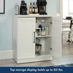 HomePlus Small Kitchen Pantry Storage Cabinet with Adjustable Shelves, Living Room Storage Cabinet, Soft White Finish