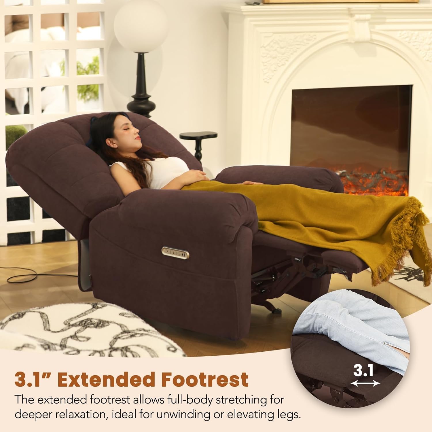 EONIX Mordern Massage Rocker Recliner Chair, Dual Motor Power Rocking Recliners for Small Spaces, Lazy Boy Recliner Chair with Heat and Massage for Living Room, Bedroom, Study, Coffee