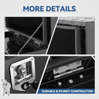Underbody Truck Box, 24'' D x 17.7"W x 18.1"H Pickup Storage Box, Heavy Duty Aluminum Diamond Plate Tool Box with Lock and Keys, Waterproof Trailer Storage Box with T-Handle Latch - Black