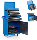 AirWire 5-Drawer Rolling Metal Tool Storage Cabinet with Detachable Top Tool Box, for Garage Workshop - Blue