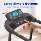 Treadmill for Senior at Home, Walking Jogging Running Pad Treadmill for Elderly, with Long Handrails, Heart Rate Monitor, Wide Running Belt, 2.5 HP, 300 LBS Capacity, PAD Stand & Cup Holder