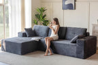 MAXYOYO 104" Modular Sectional Couch with L-Shape Chaise, Modern Boneless Couch for Living Room, Sofa in A Box, Oversized Sofa Sleeper with Deep Seat, No Assembly Required, Dark Grey