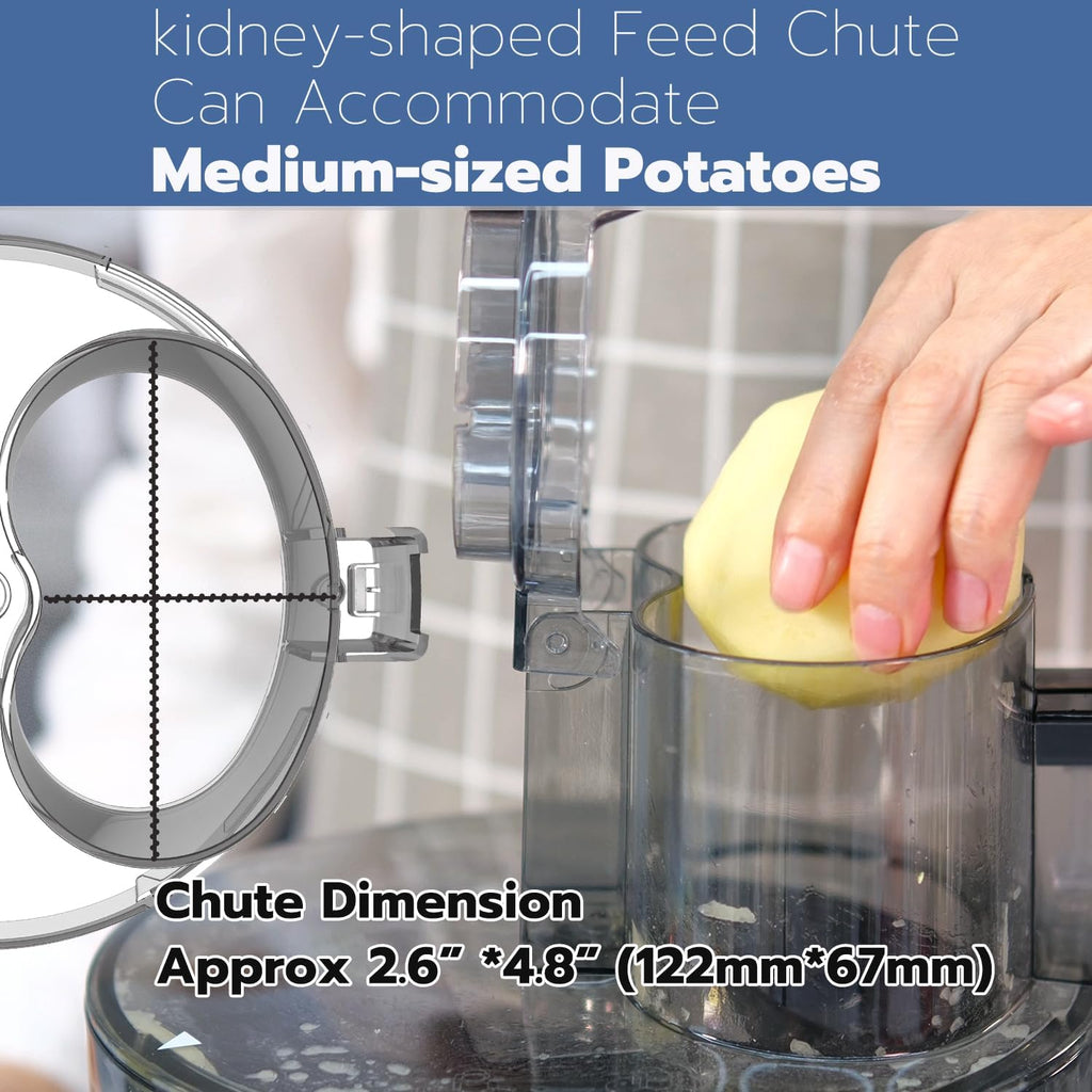 14-Cup French-Fry-Cutter Storage-Drawer Food-Processor - XL Bowl, Large Chute & Storage Drawer, Slicing & Shredding, Chopping & Mixing, For Cheese, Meat & Veggie Prep (Inox Silver)