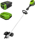 Greenworks 60V 8" Brushless Cordless Edger with 2.0Ah Battery & Charger – Tool-Free Depth Adjustment  Lightweight Lawn Edging Tool  4-Year Warranty