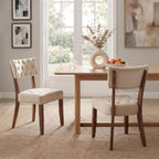 UVV Wooden Dining Chairs Set of 4, Mid Century Tufted Upholstered Kitchen Chairs Dining Room Chairs, Velvet Farmhouse Dinner Chair for Kitchen Dining Room, Beige