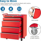 Heavy-Duty Rolling Tool Chest with 4 Lockable Drawers, Featuring a Sturdy Metal Cabinet and Smooth-Wheeling Mobility, Includes Protective Drawer Liners for Secure Storage