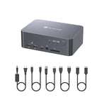AV Access Docking Station Dual Monitor  KVM Switch 2 Monitors 2 Computers (Laptop & Desktop)  USB-C Charge & Ethernet for Laptop  EDID  4K@60Hz Dual HDMI Output  120W Power Adapter  5xUSB  Audio  SD