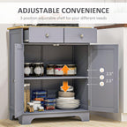 HOMCOM Sideboard Buffet Cabinet with Solid Wood Countertop, Modern Kitchen Storage Cabinet, Coffee Bar Cabinet with 2 Drawers, Doors and Adjustable Shelf, Gray