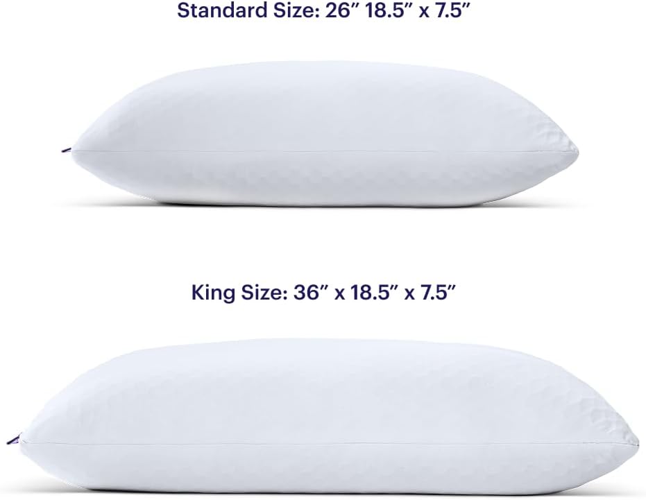 Purple Freeform Pillow - Standard Size, Customizable Support with GelFlex Grid & MicroFlex Moon Foam - Pressure Relief, Cooling, Extra Filling & Adjustable Height