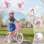 XJD Girls Bike for Toddlers 3-9 Years Old Kids, 12 14 16 Inch Kids Bike with Training Wheels, Streamers, Basket and Doll Seat