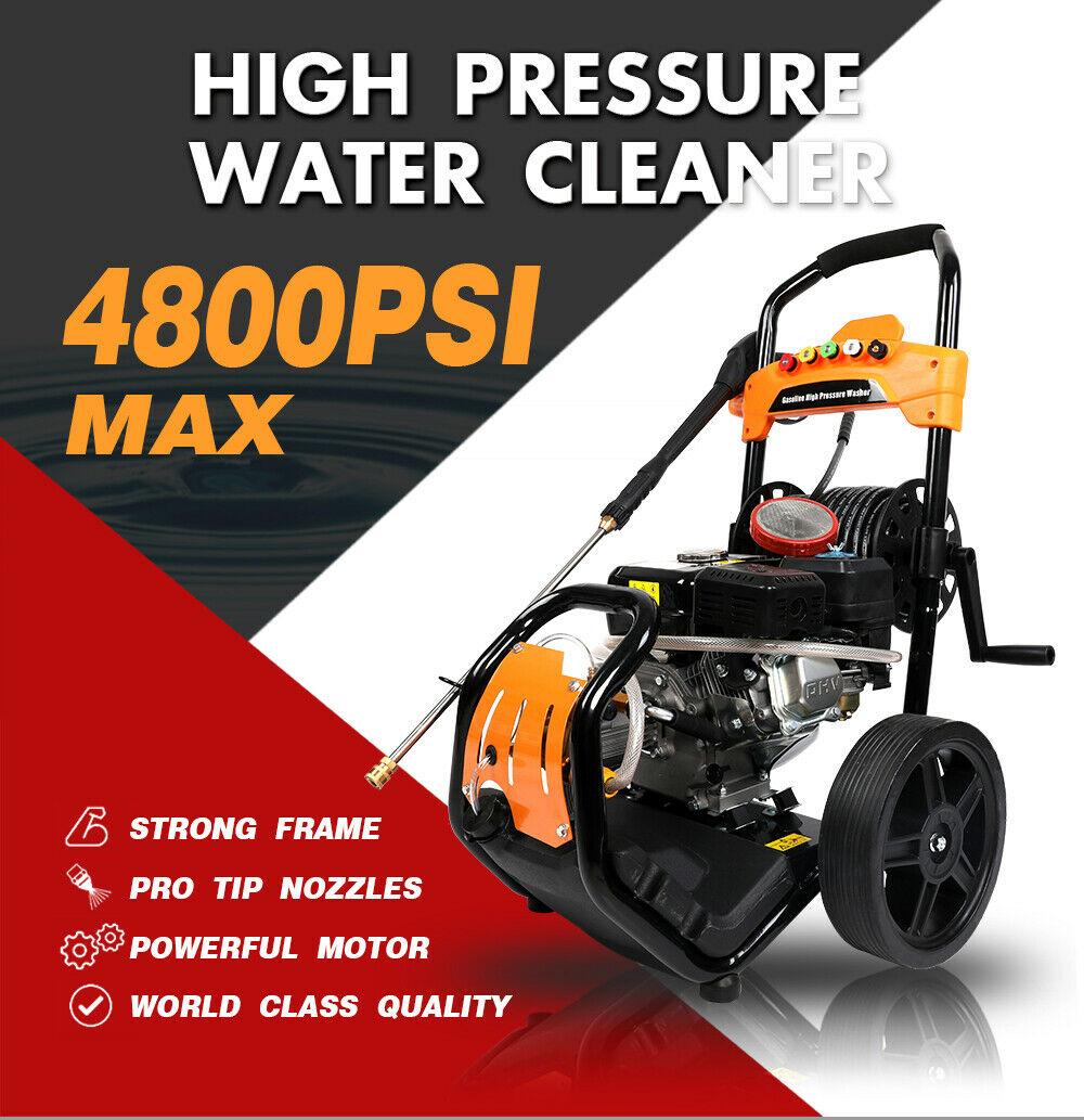Pressure Washer Max 4800PSI 6.5HP Gas with Power Spray Gun 4-Stroke 5 Nozzles