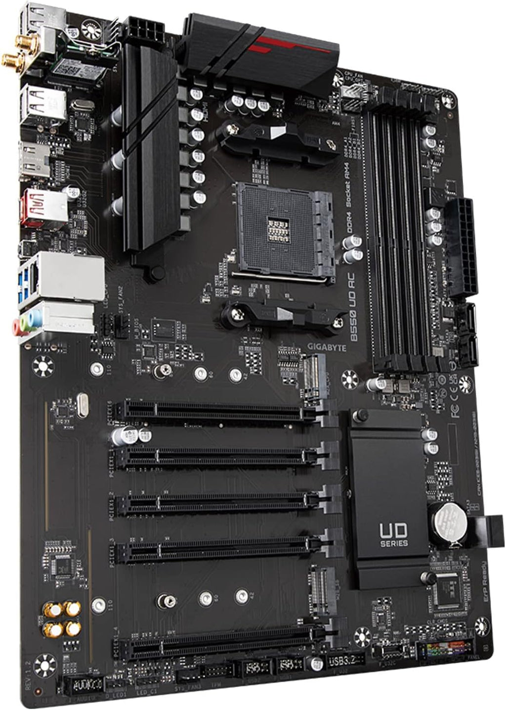 GIGABYTE B550 UD AC (rev. 1.2) AMD AM4 ATX Motherboard, Supports Ryzen 5000/4000/3000 Processors, DDR4, 10+3 Power Phase, 2X M.2, PCIe 4.0, USB-C, WiFi, GbE LAN, PCIe 4.0, Q-Flash Plus, RGB Fusion