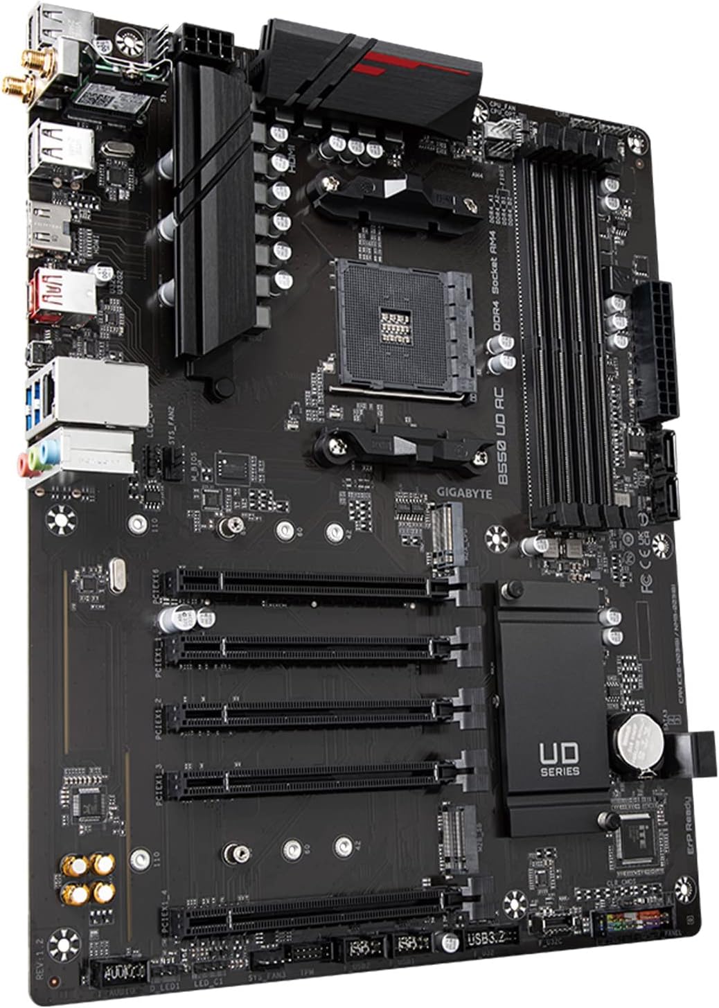 GIGABYTE B550 UD AC (rev. 1.2) AMD AM4 ATX Motherboard, Supports Ryzen 5000/4000/3000 Processors, DDR4, 10+3 Power Phase, 2X M.2, PCIe 4.0, USB-C, WiFi, GbE LAN, PCIe 4.0, Q-Flash Plus, RGB Fusion