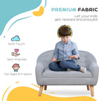 Qaba 2-Seat Kids Sofa, Toddler Sofa Couch, Linen-Like Fabric and Wooden Frame Sofa Chair for Ages 3-7, 11" High Seat, Gray