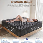 Queen Mattress, 14 Inch Queen Medium Firm Hybrid Mattress in a Box, Individual Pocket Spring for Pressure Relief & Motion Isolation, Reinforced Edge Support, CertiPUR-US Certified