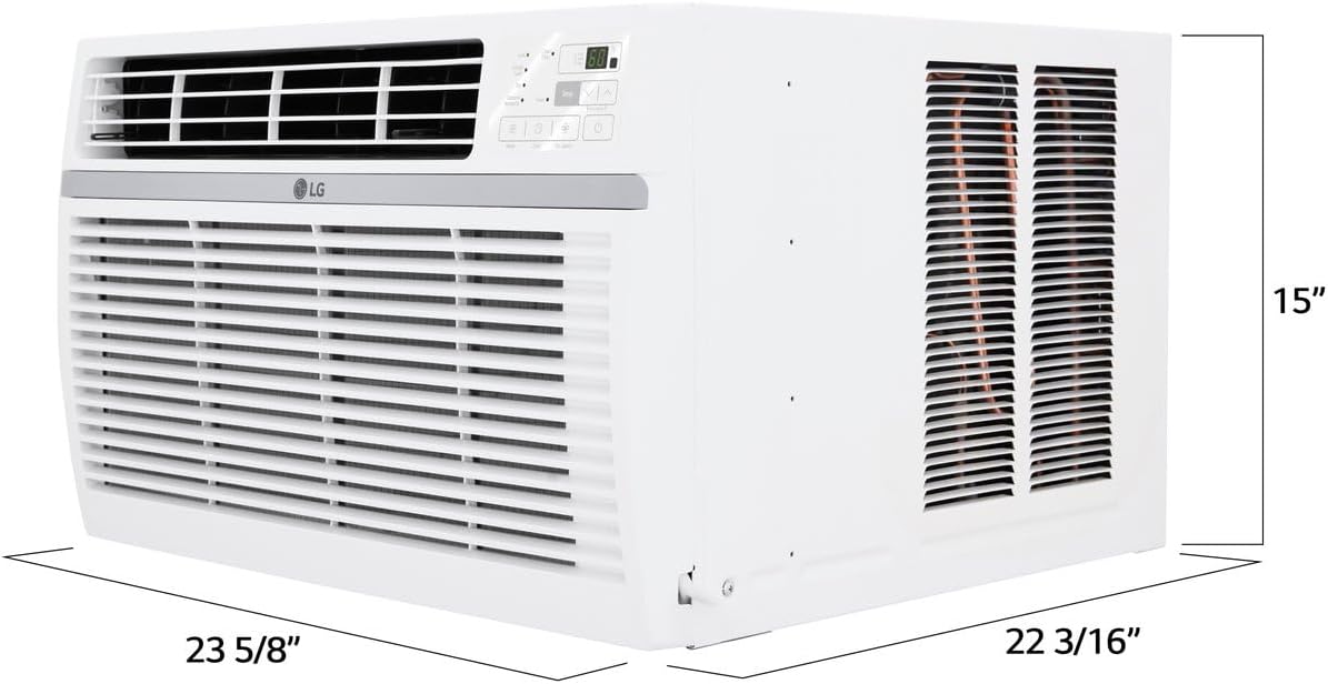 LG 8,000 Window Air Conditioner, 115V, 350 Sq.Ft. (14' x 25' Room Size), Quiet Operation, Electronic Control with Remote, 3 Cooling & Fan Speeds, Auto Restart, 8000 BTU, White