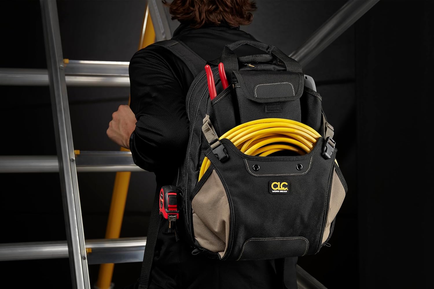 CLC Work Gear 1134 Carpenter's Tool Backpack, 44 Pockets, Padded Back Support, Black