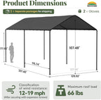 GOJOOASIS 10x20 Carport Heavy Duty Portable Garage Shelter Metal Car Canopy Tent with UV-Resistant & Weatherproof Top Cover for RV & Vehicles (Gray, 10x20 Without sidewalls)