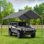 Outdoor Carport 10x20ft Heavy Duty Car Tent, Portable Garage Canopy Storage Shed, All-Season Tarp Tent for Car, Party (GY)