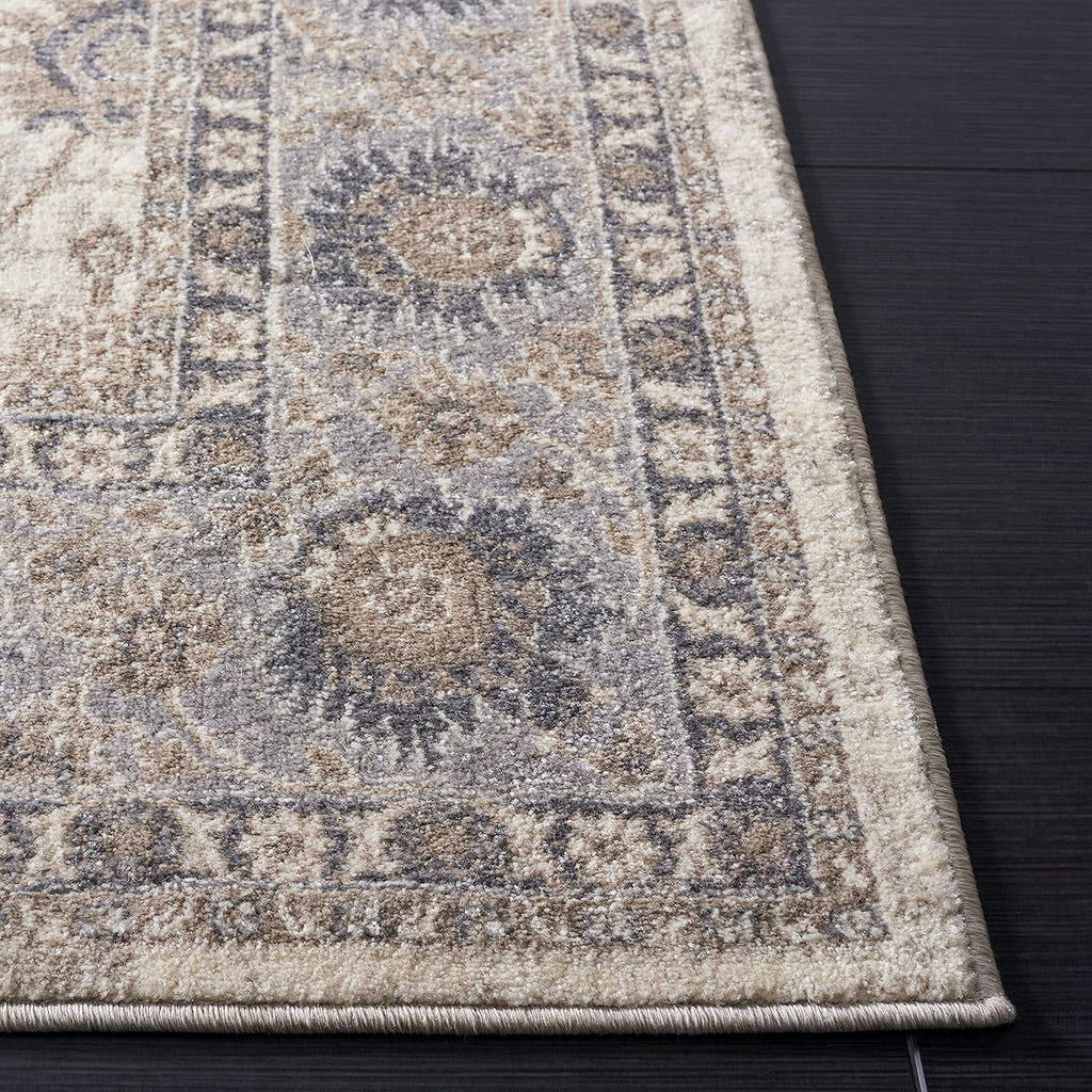 SAFAVIEH Sofia Collection 8' x 10' Ivory/Grey SOF330D Boho Tribal Oriental Distressed Non-Shedding Living Room Dining Bedroom Area Rug