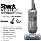Shark AZ2002 Vertex Powered Lift-Away Upright Vacuum with DuoClean PowerFins, Self-Cleaning Brushroll, Large Dust Cup, Pet Crevice Tool, Dusting Brush & Power Brush, Silver/Rose Gold