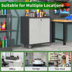 Garage Tool Storage Cabinet,Mobile Heavy Duty Metal Tool Chests & Cabinets with Lockable Doors,Black & Gray Rolling Tool Cabinets with Wheels,Assembly Required