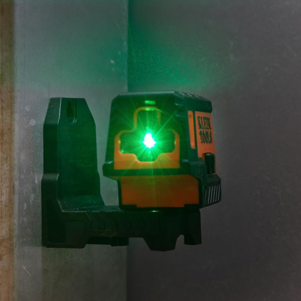 Klein Tools 93MCLPG Compact Self-Leveling Laser Level with Plumb Spot, Bright Green Cross Line, 75-Foot Range, Laser Class 2, Power Output