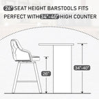 Bar Stools Set of 3, 26" Swivel Counter Height Bar Stools with High Back, Linen Kitchen Barstools Counter Height for Kitchen Island (Dark Grey, 3PCS 26" Counter Stools)