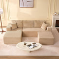 107" Boneless Couch with Deep Seat, Set of Modular Sectional Sofa, Cloud Sectional Couch for Living Room, No Assembly Required, Corduroy, U-Shape 3 Seater Left, Camel